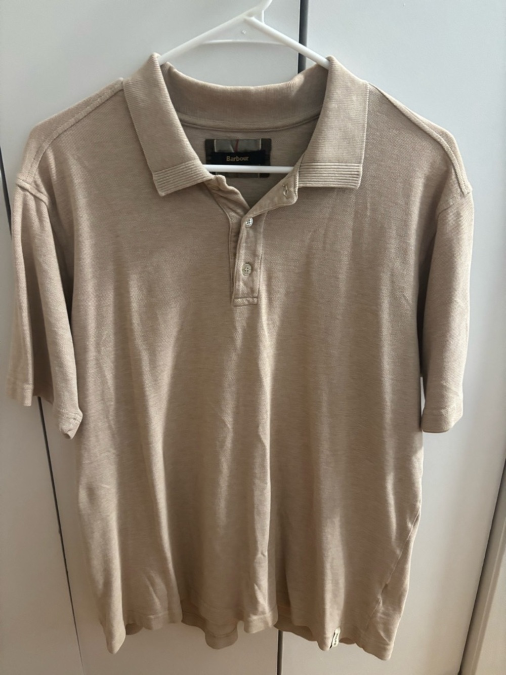 Barbour Men's Tan Polo in Light Beige Tone